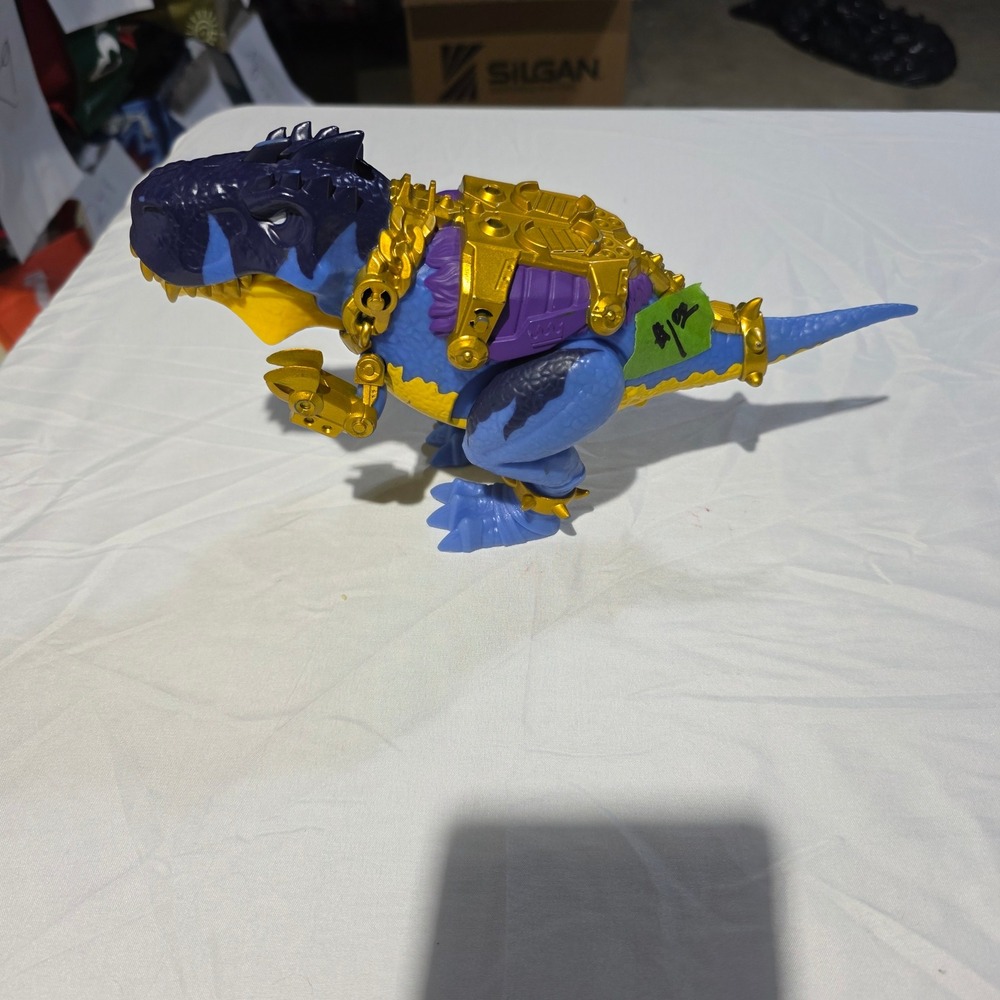 Imaginext Jurassic World T-Rex Blue Yellow Gold Armor Dinosaur Action Figure